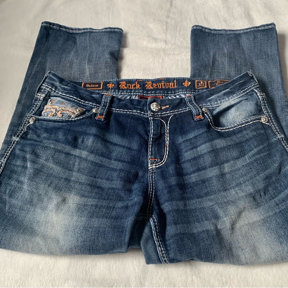 Rock Revival Delara Mid Rise Curvy Crop Size 30